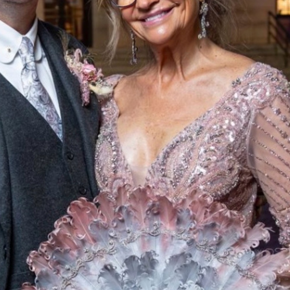 Elegant Feathered Evening Gown - Picture 5 of 6
